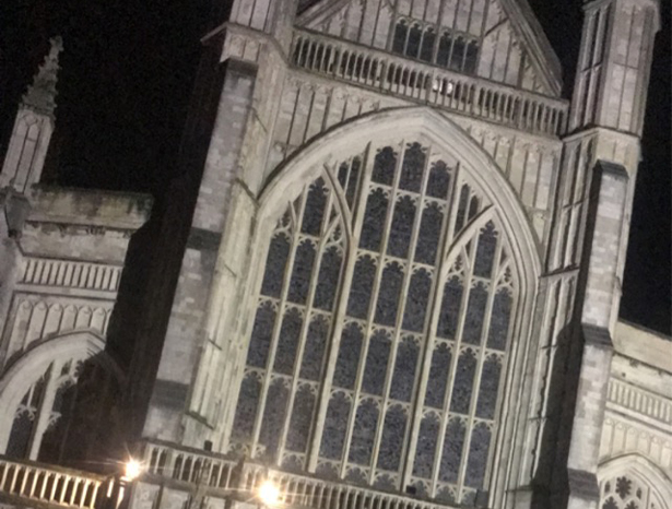 Winchester Cathedral at night