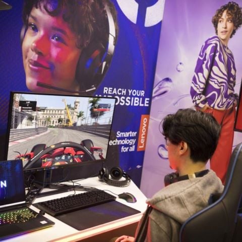 Student playing a video game