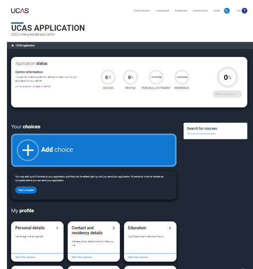 Application landing page Application landing page