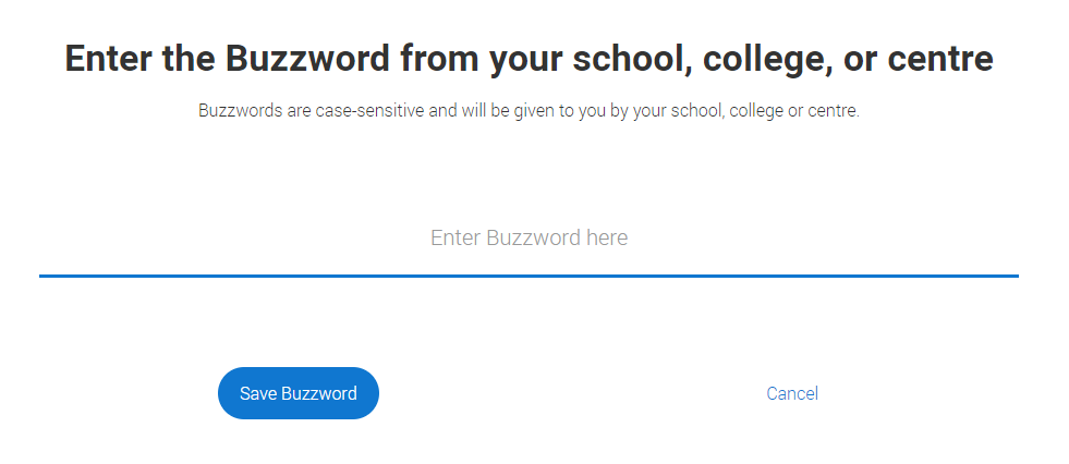 Adding your buzzword screen three - confirming buzzword Adding your buzzword screen three - confirming buzzword
