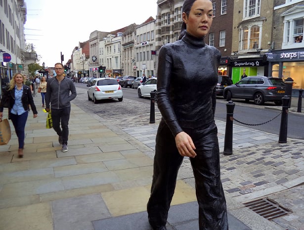 Colchester walking woman statue