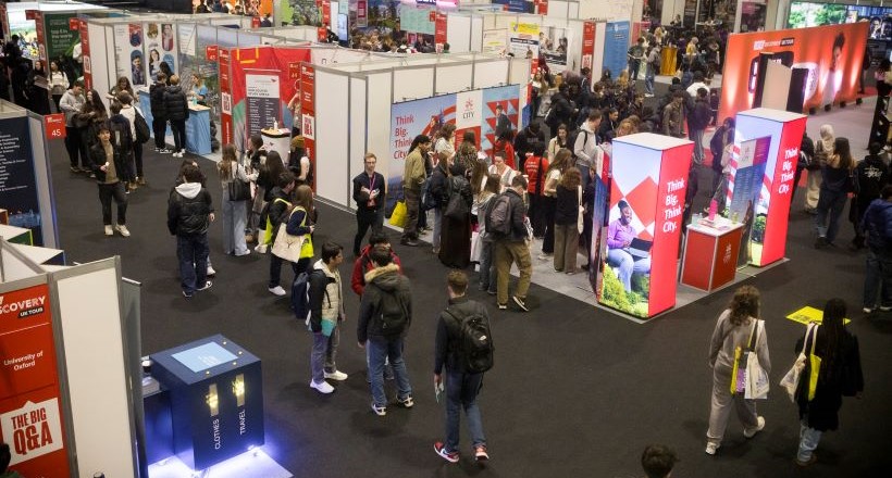 Aerial shot of a UCAS Discovery exhibition
