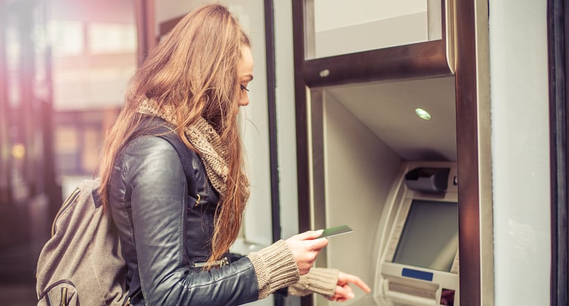 Student using ATM