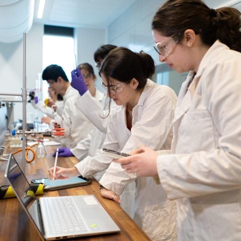 Students in a science lab