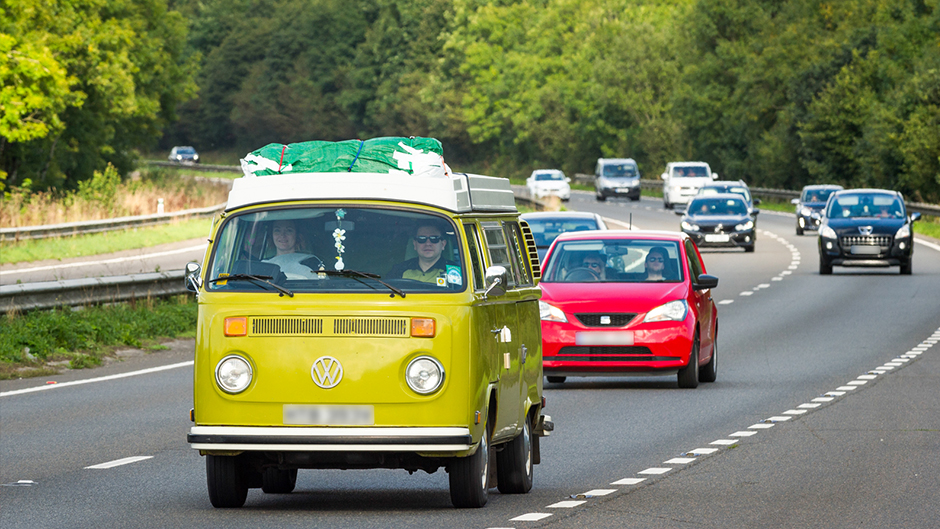 Traffic driving on road