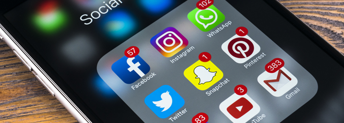 Social media apps on a mobile phone