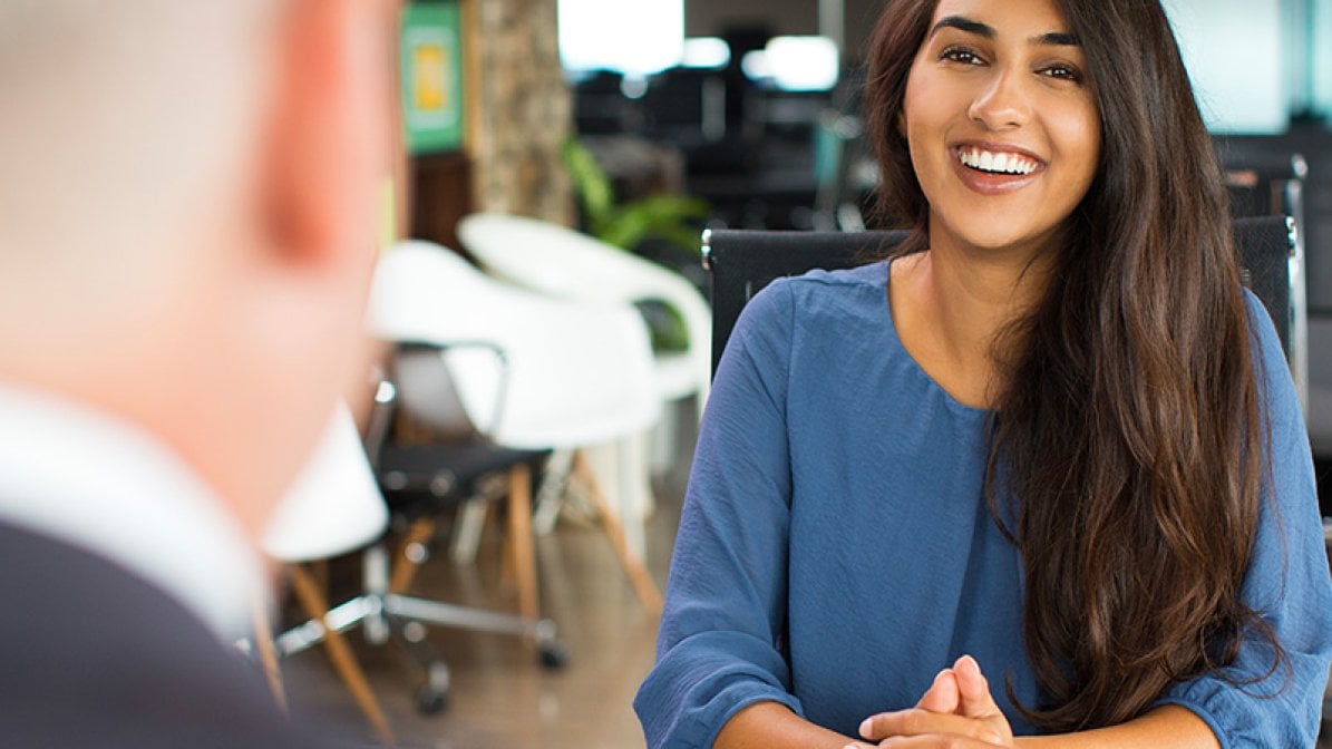 Indian woman being interviewed