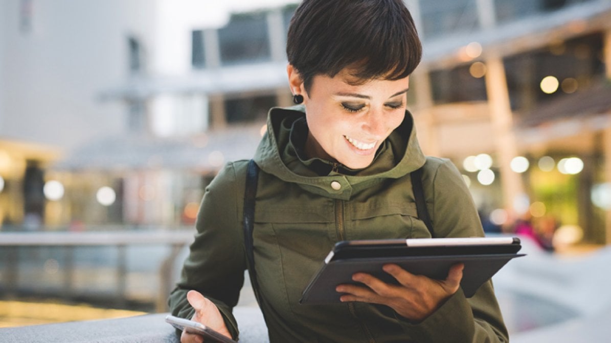 Young woman using a tablet device