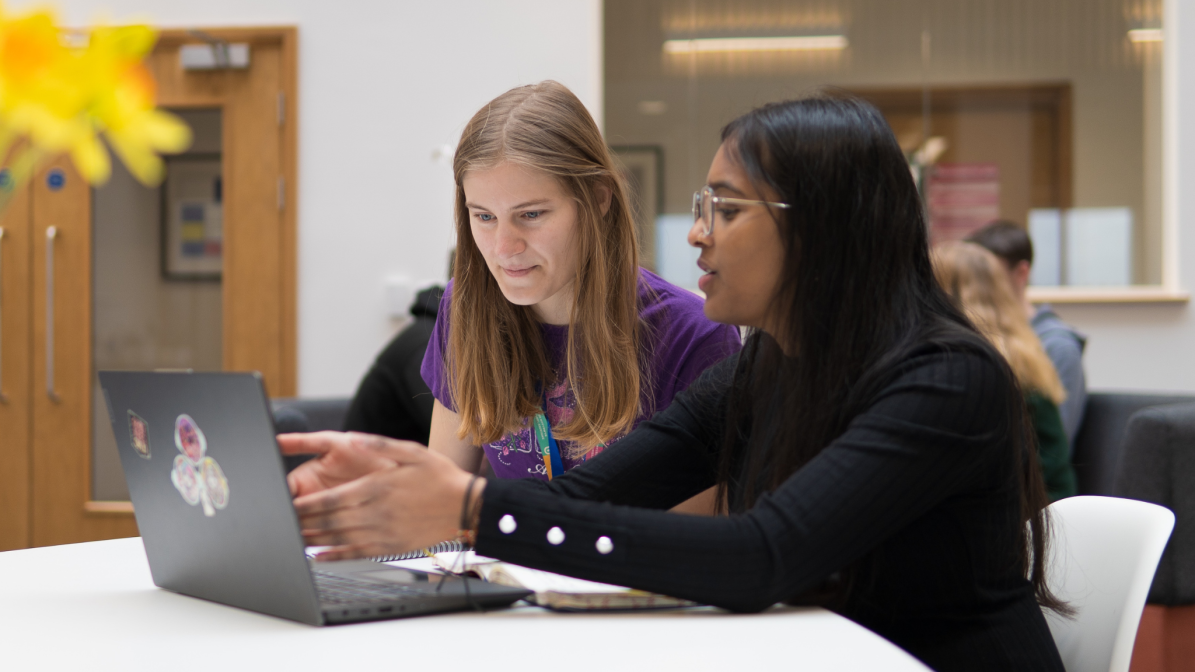 Industry_Marketing_Student_Living_BTU24_Image_Box_2 A pair of students sat working at a laptop