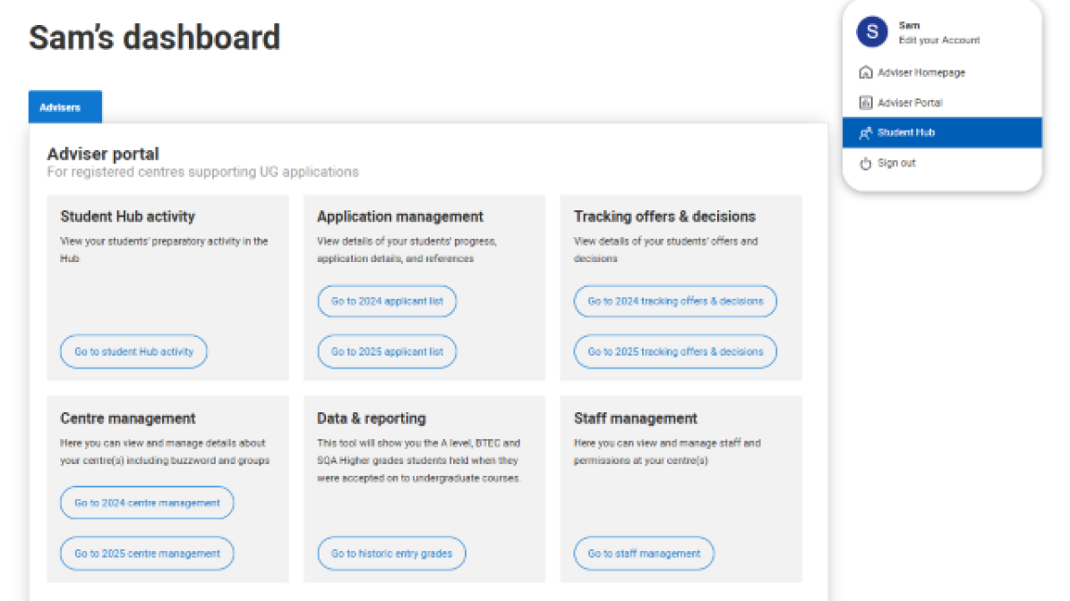Adviser portal screenshot