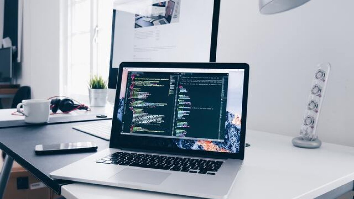 Open laptop on desk 