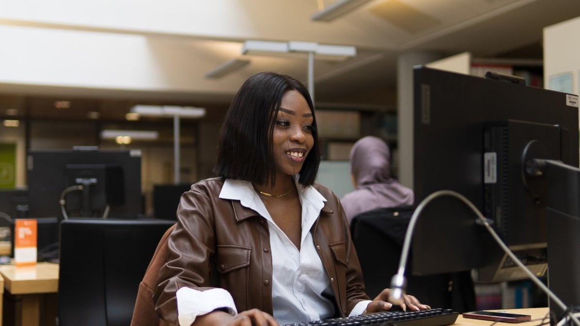 Girl working on computer