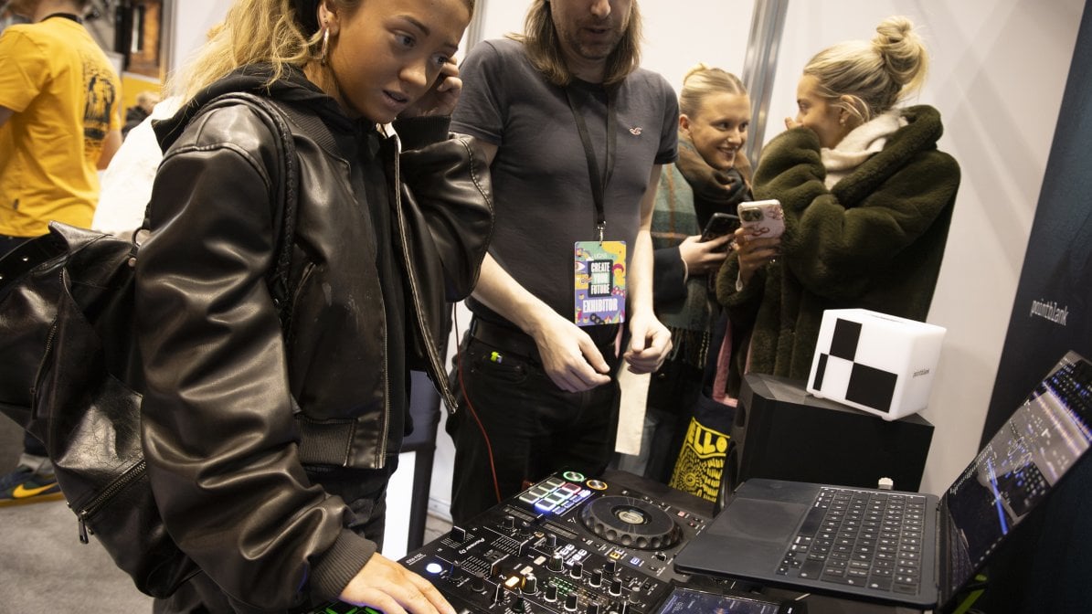Create your future girl testing music dj