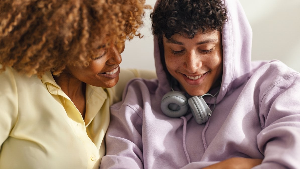 Students checking tablet