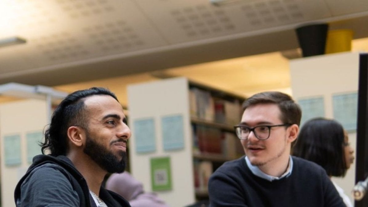 Students in a library