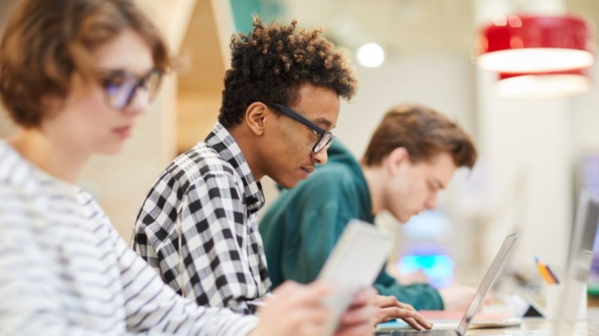 Students using laptops  