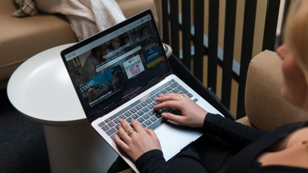 Student checking UCAS website