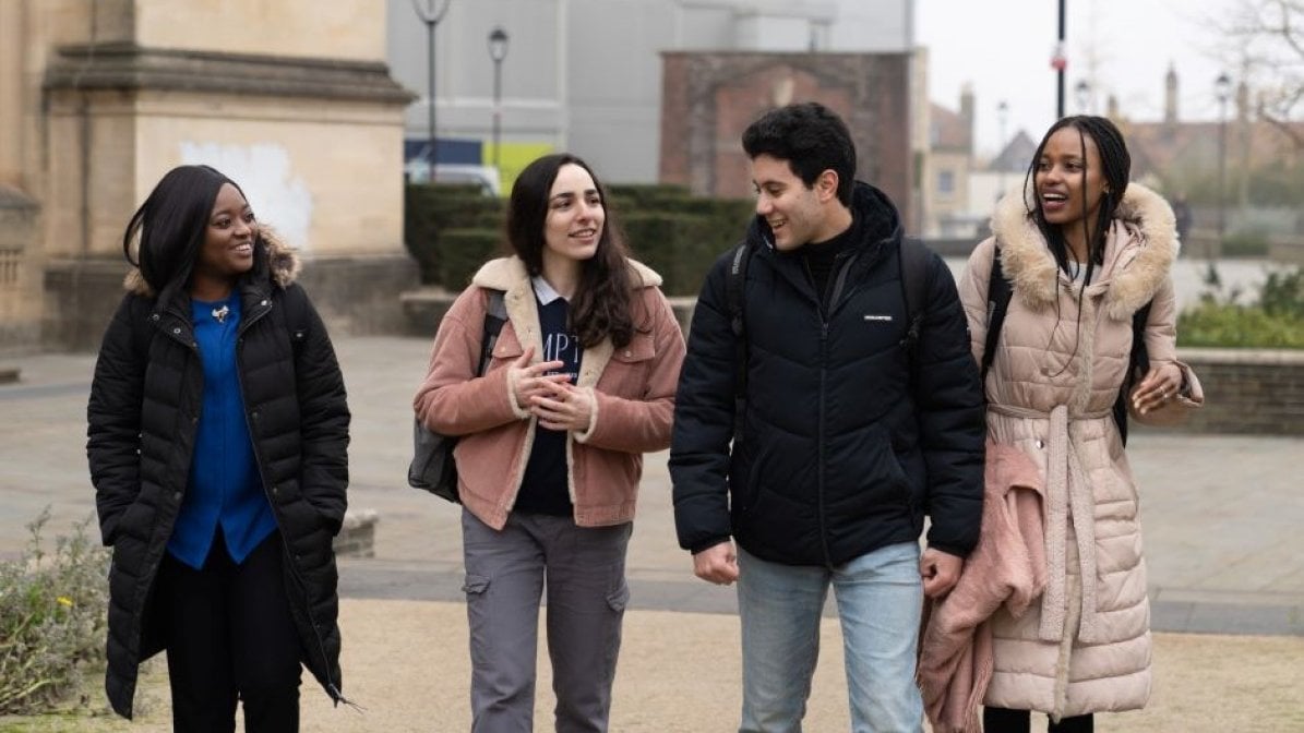 Students walking on campus