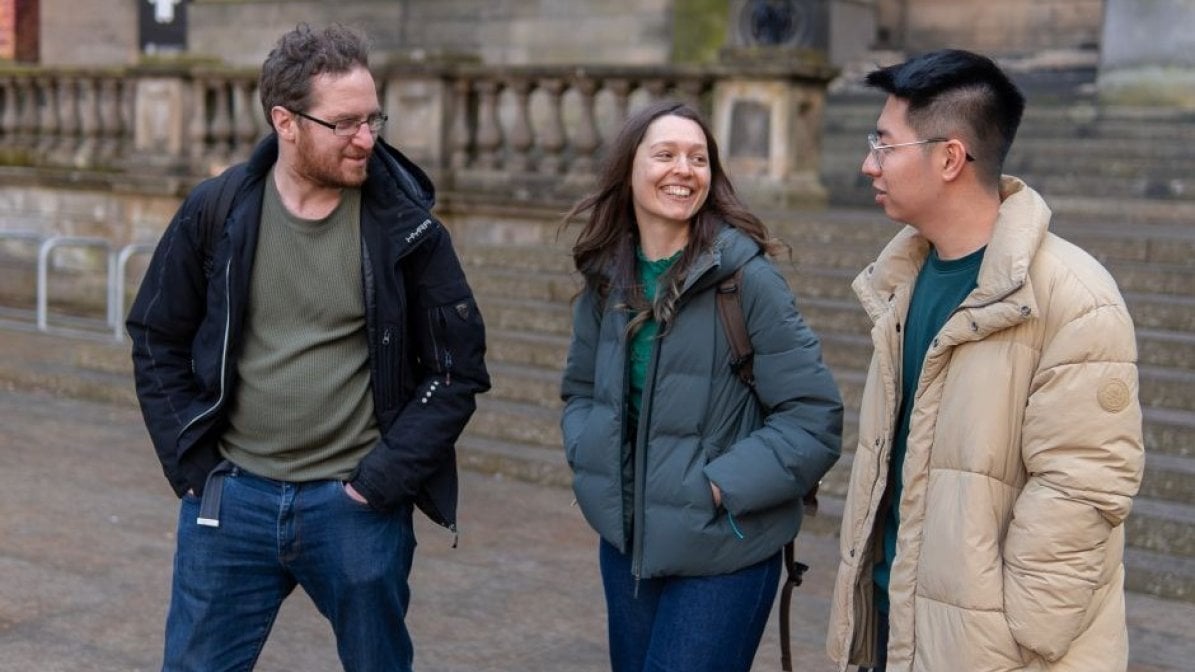 Students walking on university campus