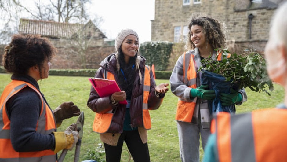 Agriculture apprentices working outside