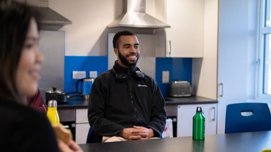 Students in shared kitchen