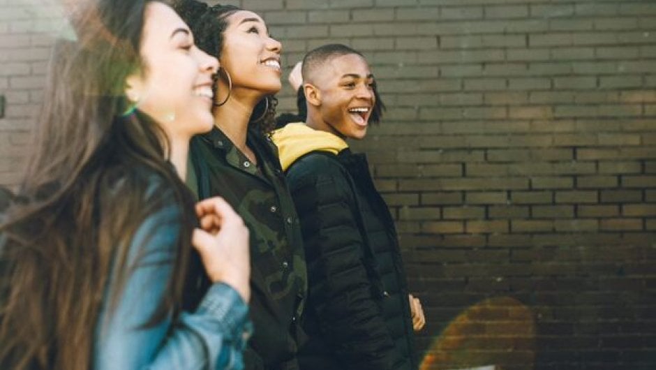 Laughing students