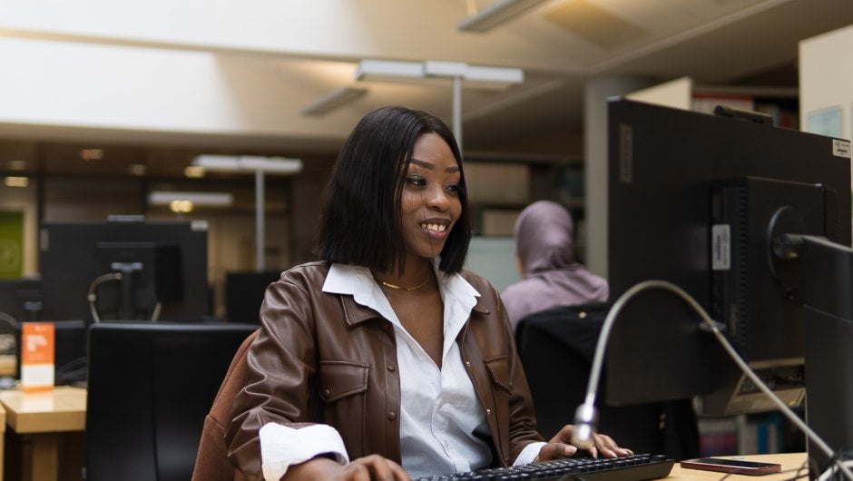 Girl working on computer