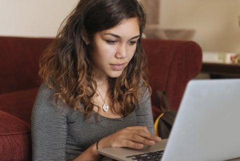Student using laptop