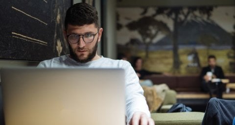 Student working on laptop 