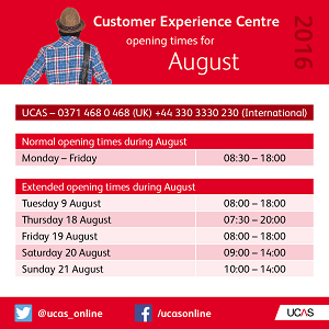 Customer Experience Centre opening times for August