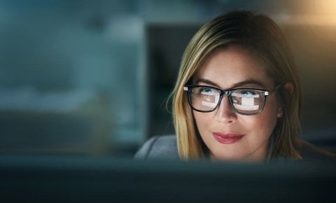 Adviser working on computer 