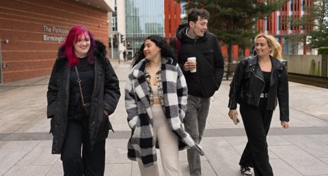 Students walking on campus