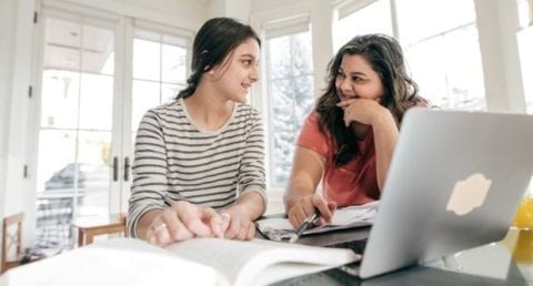Parent and child researching options online