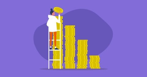 Illustration of a student saving