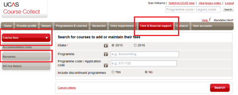 2016 course fees information