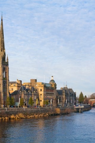 St Matthews Church on River Tay embankment in Perth