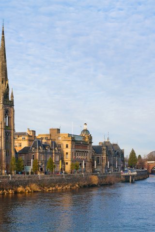 St Matthews Church on River Tay embankment in Perth