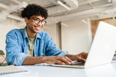 Apprentice working on laptop