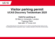 UCAS Discovery Twickenham 2025 Visitor Parking Permit