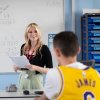 Teacher in classroom with students 